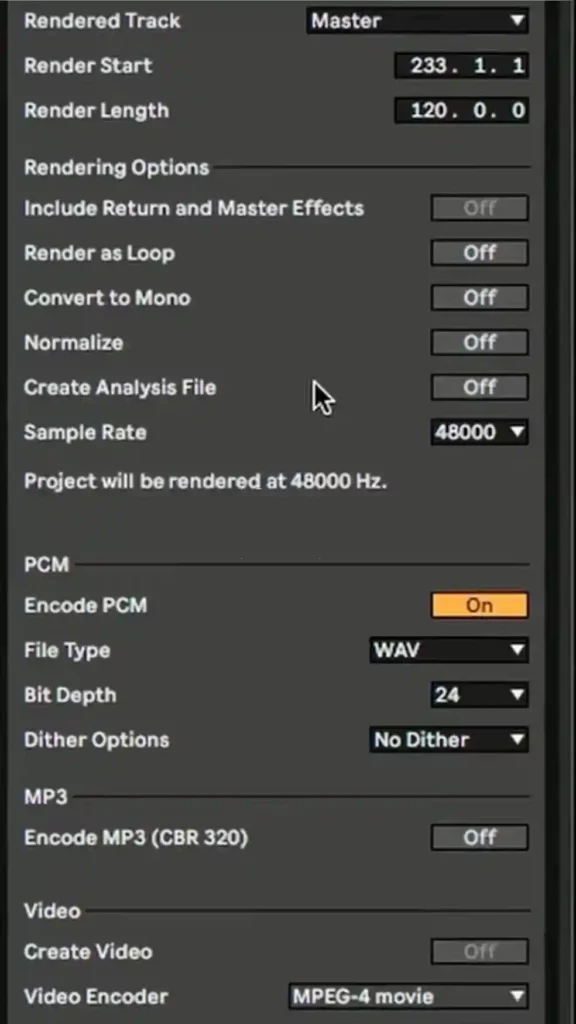 Export Ableton live pour envoyer les stems au mixage