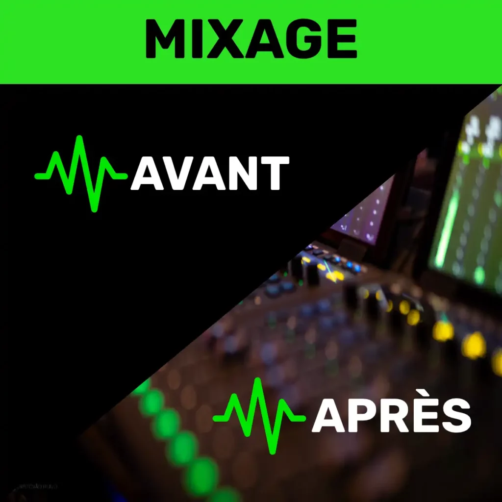 Studio d'enregistrement comparatif mixage Studio d'enregistrement, Comparaison avant après mixage réalisée chez Reponse Studio, démontrant la différence sonore entre un mix brut et un mixage professionnel analogique en Suisse.