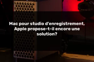 Ingénieur du son devant sa régie audio, confronté à un choix difficile entre plusieurs directions technologiques, illustrant le manque de solution Apple pour choisir un Mac pour studio d’enregistrement.