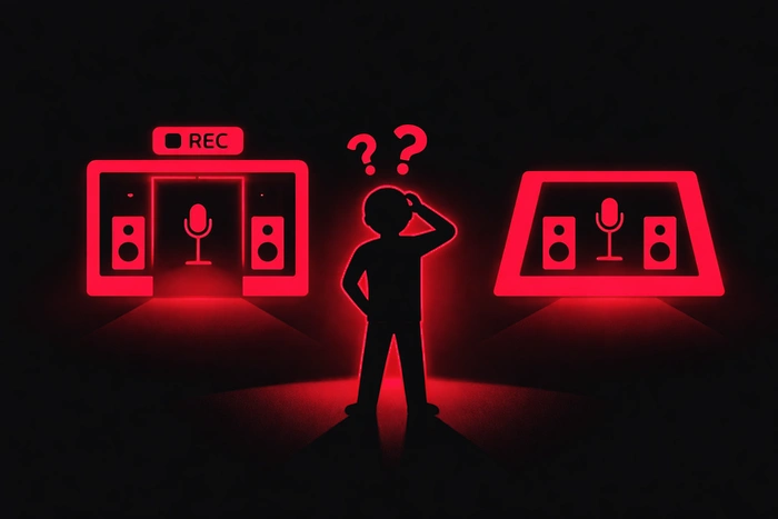 Choisir son studio d’enregistrement, artiste confronté au choix entre studio professionnel et studio amateur dans un environnement audio structuré