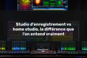 Studio d’enregistrement et home studio comparés, visualisation du mixage audio professionnel et des différences sonores réelles.