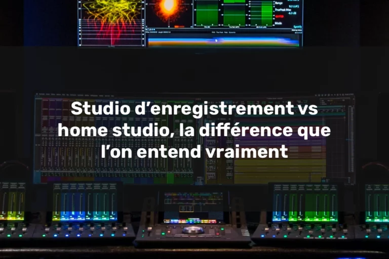 Studio d’enregistrement et home studio comparés, visualisation du mixage audio professionnel et des différences sonores réelles.