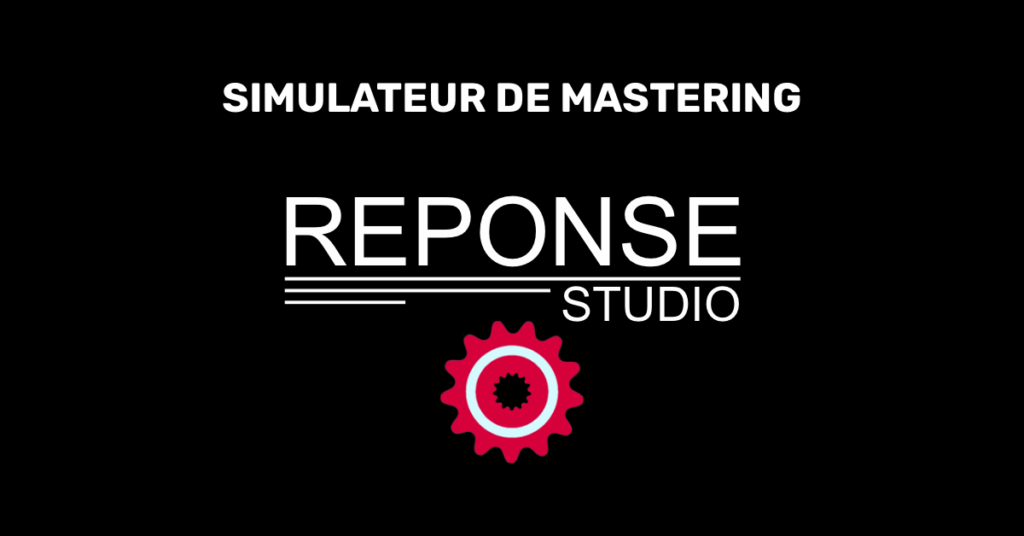 Logo Reponse Studio associé à une roue crantée illustrant l’analyse technique du simulateur de mastering audio du studio d'enregistrement