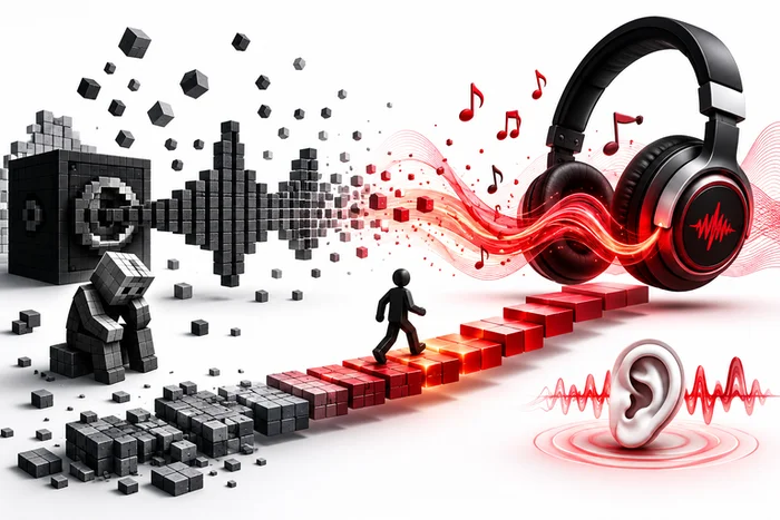 Musique jetable et perception humaine transformant un son carré en écoute vivante