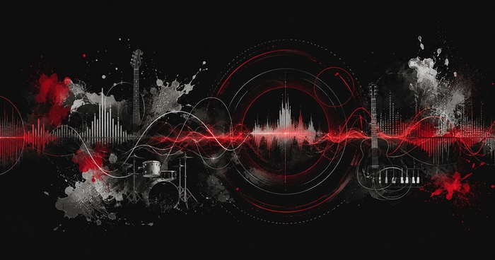 Fréquence des instruments Fréquence des instruments représentée par des ondes sonores et un spectre audio abstrait
