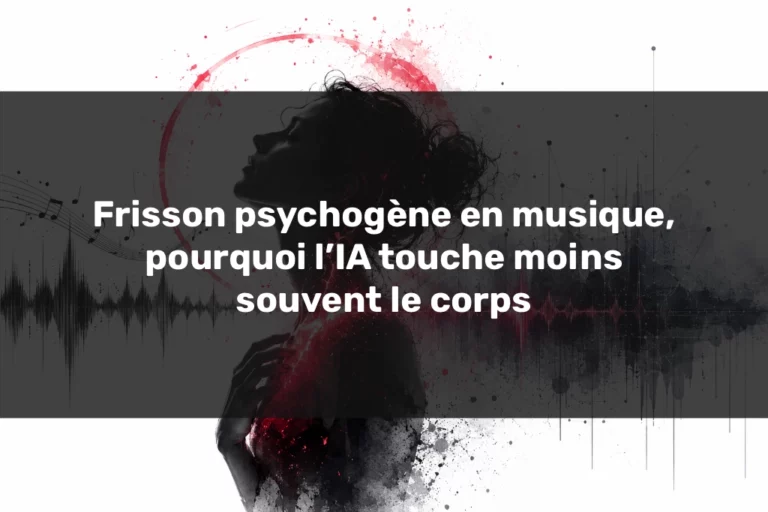 Frisson psychogène en musique illustré par une silhouette traversée par une onde sonore rouge.