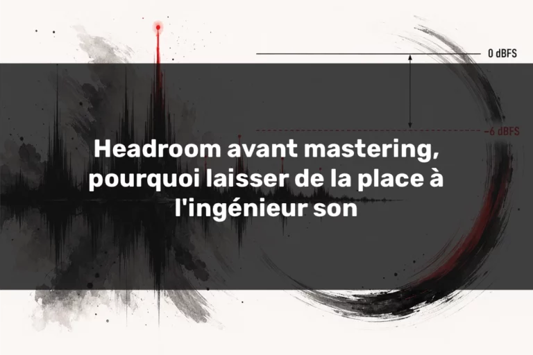 Headroom avant mastering avec onde artistique, crêtes à -6 dBFS et espace sonore avant saturation.