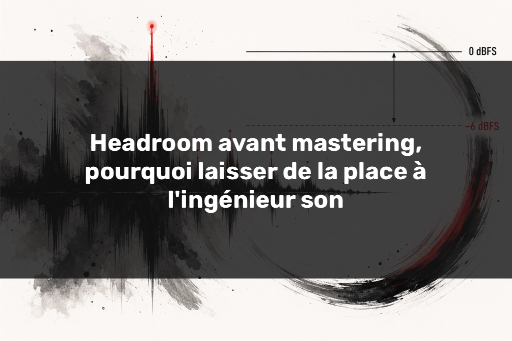Headroom avant mastering avec onde artistique, crêtes à -6 dBFS et espace sonore avant saturation.