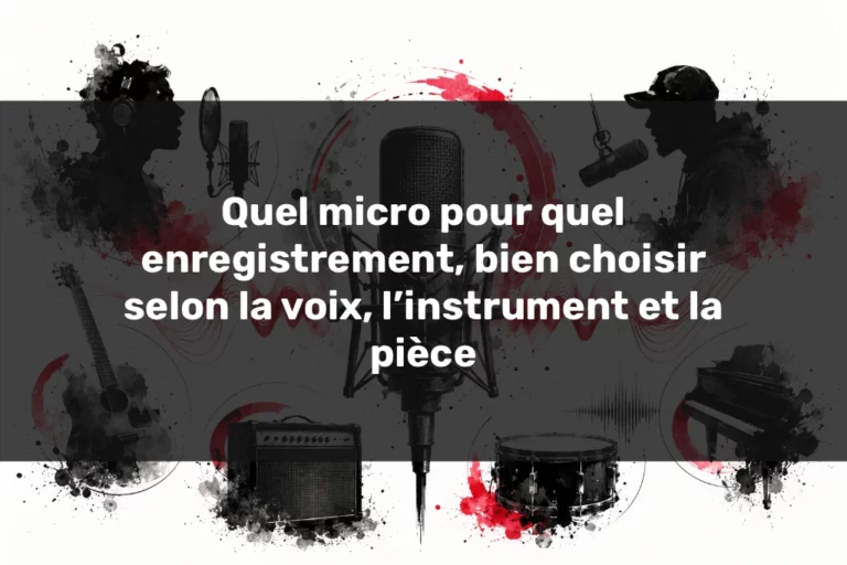 Quel micro pour quel enregistrement avec microphone studio, voix, instruments et formes sonores abstraites.