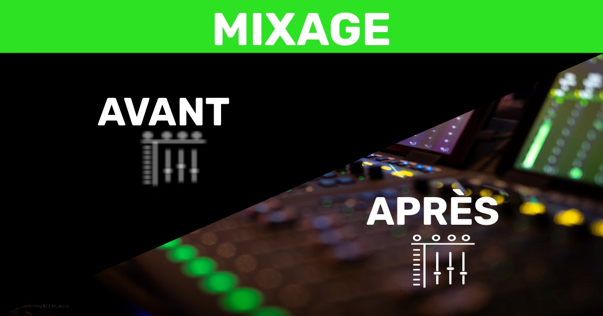 Comparatif mixage du studio d'enregistrement c Comparaison avant après mixage réalisée chez Reponse Studio, démontrant la différence sonore entre un mix brut et un mixage professionnel analogique en Suisse.