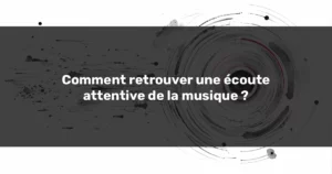 Illustration abstraite du passage vers une écoute attentive de la musique, entre ondes et cercles.