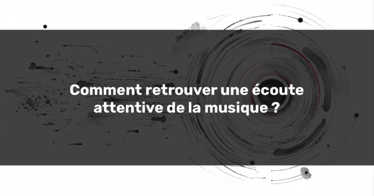 Illustration abstraite du passage vers une écoute attentive de la musique, entre ondes et cercles.